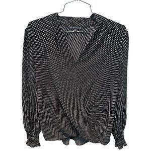 NEW Adrianna Papell Black and White Dotted Blouse Sz M